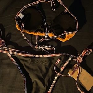 Without tags orange and black Burberry retro triangle 2 piece bikini. Brand NEW!